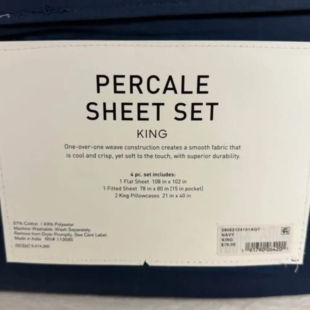 KING Navy Blue Sheet Set New